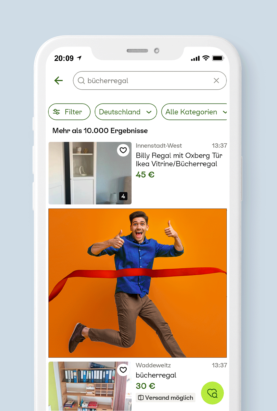 Ansicht eines Smartphones mit animierter Anzeige zum Thema "Mietkaution".
