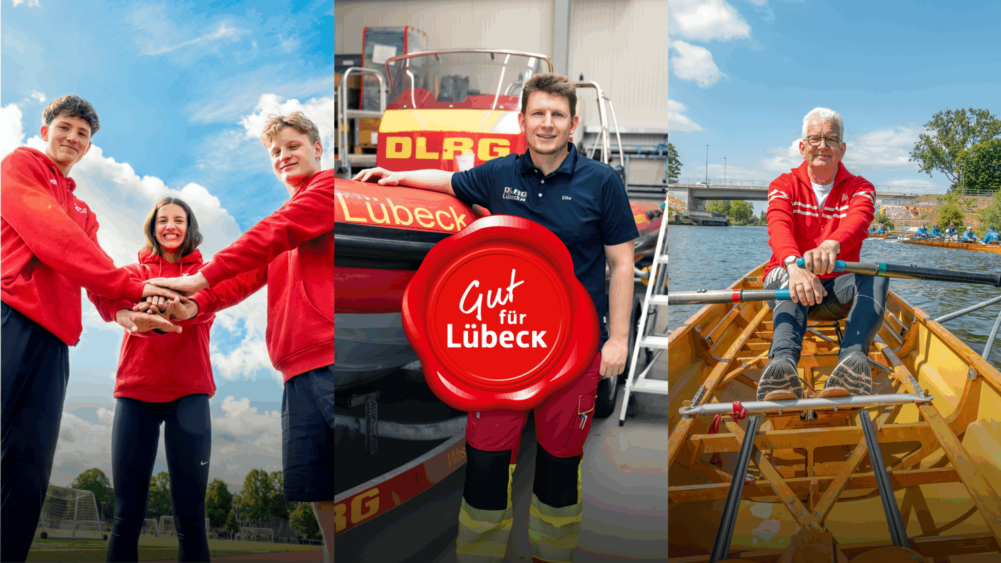 Im Headerbild vereinen sich die drei zentralen Motive der Kampagne ‚Gut für Lübeck‘ – harmonisch ergänzt durch das gleichnamige Siegel.
