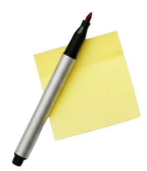 ein gelber Post-It und ein Marker-Stift